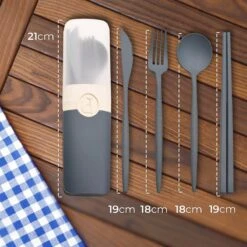 LDGoods Reisbestek Bestekset 5-delig Blauw - Meeneembestek - Meal Prep Bakjes Bestek - Kampeer Servies - Bestek To Go - Duurzaam Materiaal -Keukengerei Verkoop 1200x1200 47