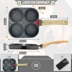 W&Z® Pannenkoekenpan Inductie - Pancake Pan - Omeletpan - Omeletmaker -Eierpan- Anti Aanbak - 4 Vakjes -Keukengerei Verkoop 1200x1200 523