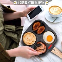 W&Z® Pannenkoekenpan Inductie - Pancake Pan - Omeletpan - Omeletmaker -Eierpan- Anti Aanbak - 4 Vakjes -Keukengerei Verkoop 1200x1200 525