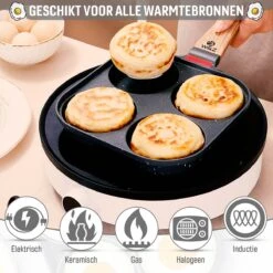 W&Z® Pannenkoekenpan Inductie - Pancake Pan - Omeletpan - Omeletmaker -Eierpan- Anti Aanbak - 4 Vakjes -Keukengerei Verkoop 1200x1200 526
