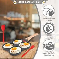 W&Z® Pannenkoekenpan Inductie - Pancake Pan - Omeletpan - Omeletmaker -Eierpan- Anti Aanbak - 4 Vakjes -Keukengerei Verkoop 1200x1200 528