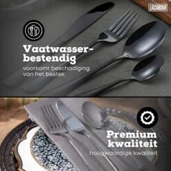 LaCardia Bestekset Glans Zwart – 24-delig Bestek – 6 Persoons – Bestek Zwart Voor 6 Personen -Keukengerei Verkoop 1200x1200 55