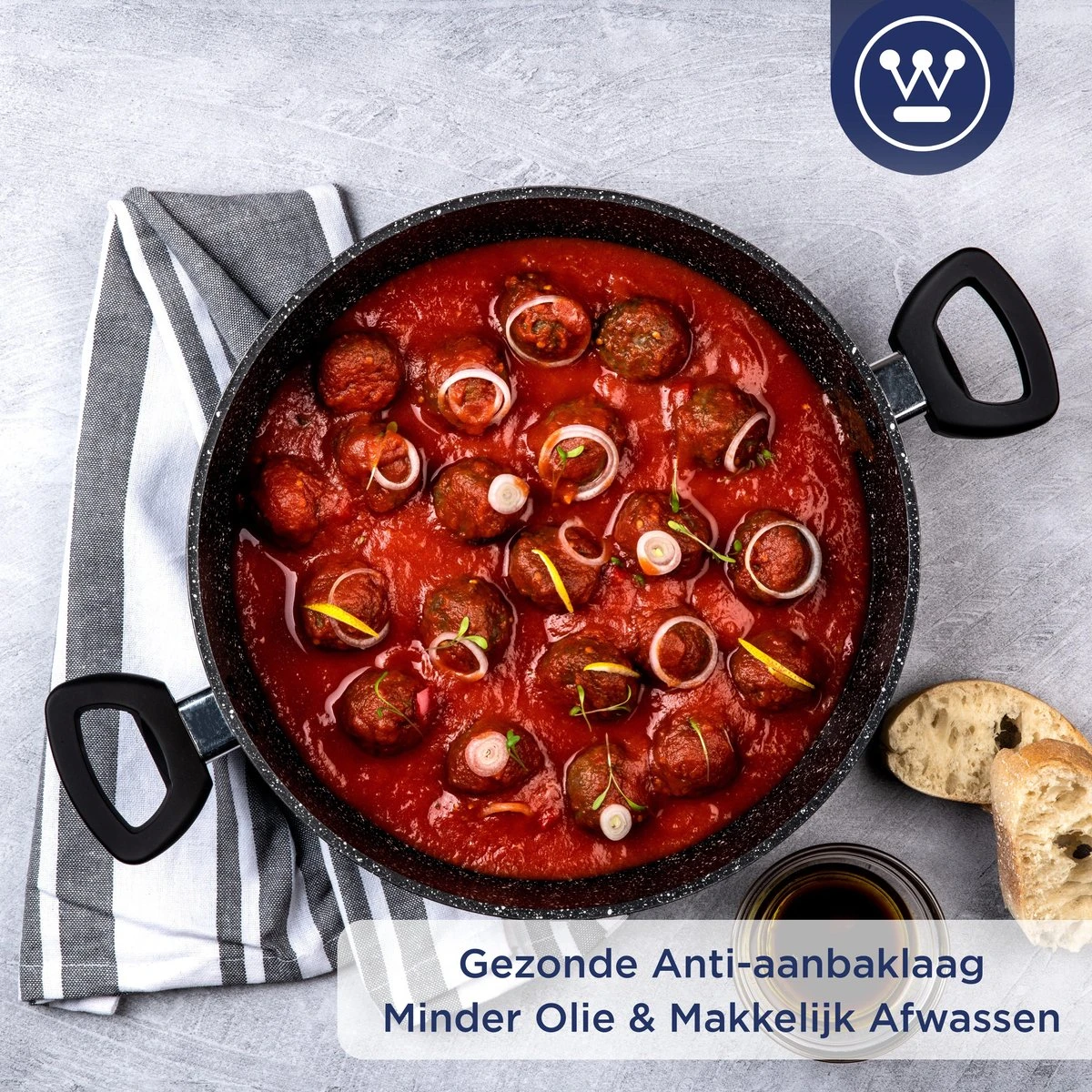 Westinghouse Hapjespan Inductie - Ø 28 Cm - Zwart Marmer - Met Deksel 8 Westinghouse Hapjespan Inductie - Ø 28 Cm - Zwart Marmer - Met Deksel - Afbeelding 8