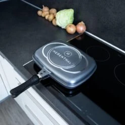 Herenthal Dubbele Grillpan - Ø 28 Cm - Koekenpan - Keramische Pan - Marmeren Coating Met Antiaanbaklaag - PFAS & PFOA Vrij - Pan - Grill - Vermindert Geur, Rook En Oliespatten - Zilver -Keukengerei Verkoop 1200x1200 593