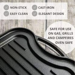 Nuovva Dubbelzijdig Gietijzeren Grillplaat - 50cm X 26cm -Keukengerei Verkoop 1200x1200 608