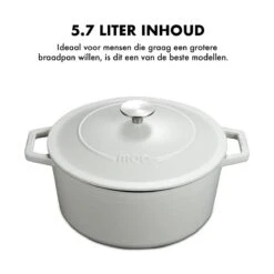 MOA Gietijzeren Braadpan - Inhoud 5,7 Liter - 26CM - Rond - Alle Warmtebronnen - Ook Voor Inductie - Gewicht 5,8 Kg - Wit - C26W -Keukengerei Verkoop 1200x1200 670