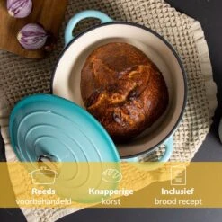 Chefarone Gietijzeren Pan - Braadpan Inclusief Deksel - Geschikt Voor Alle Warmtebronnen - Geëmailleerd Blauw -Keukengerei Verkoop 1200x1200 688