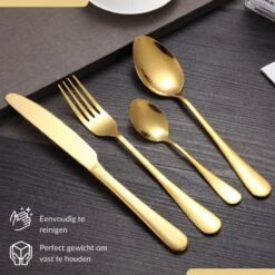 SensaHome - 20-Delige Bestek Set - Inclusief Mes/Vork/Lepel - 4 Personen - Goud -Keukengerei Verkoop 1200x1200 78