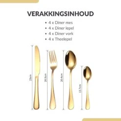 SensaHome - 20-Delige Bestek Set - Inclusief Mes/Vork/Lepel - 4 Personen - Goud -Keukengerei Verkoop 1200x1200 79