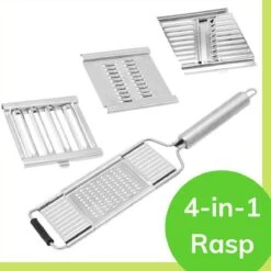 Merkloos Groentesnijder 4-in-1 Rasp - Mandoline – Julienne - Groentensnijder – 4 Opzetstukken – Vaatwasserbestendig – Handmatig Snijden, Schaven En Raspen - Foodprocessor - Keukengereedschap - Multifunctioneel