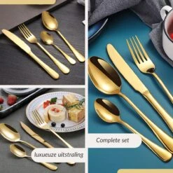 SensaHome - 20-Delige Bestek Set - Inclusief Mes/Vork/Lepel - 4 Personen - Goud -Keukengerei Verkoop 1200x1200 86