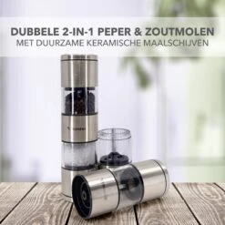 TRUMENI Dubbelzijdige Peper En Zoutmolen Set Inclusief Houder - Handmatige Pepermolen Met Instelbare Maalgraad - 2 Stuks Kruidenmolens -Keukengerei Verkoop 1200x1200 874