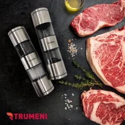 TRUMENI Dubbelzijdige Peper En Zoutmolen Set Inclusief Houder - Handmatige Pepermolen Met Instelbare Maalgraad - 2 Stuks Kruidenmolens -Keukengerei Verkoop 1200x1200 875