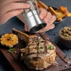 Thingles® Kruidenmolens Set Van 2 Met Instelbare Keramische Molen - Voor Zout, Peper, Chili & Alle Soorten Kruiden I Noble Zoutmolen & Pepermolen Met Instelbare Maalgraad (zilver, 13 Cm) -Keukengerei Verkoop 1200x1200 877