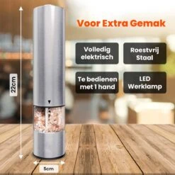 Elektrische Zout- En Pepermolen - Set 2 Stuks - RVS - Met LED-verlichting - Grofheid Verstelbaar -Keukengerei Verkoop 1200x1200 882