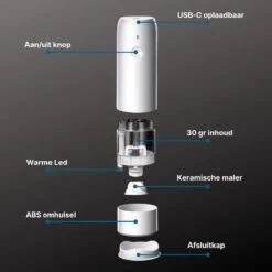 GOV Elektrische Peper- En Zoutmolen Set Zwart Oplaadbaar - Pepermolen - Kruidenmolen -Keukengerei Verkoop 1200x1200 894