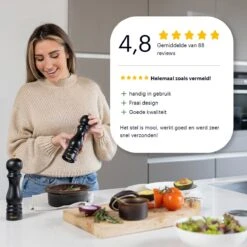 Deleca Luxe Peper En Zoutmolen Set - Met Geschenkdoos - Zout / Pepermolen - Rubberhout - Zwart & Goud -Keukengerei Verkoop 1200x1200 909