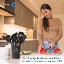 Keukengerei Set Met Houder - Kookgerei Set Spatel Pot - Keukengerei Keukenset - 12 Delige Zwart Hout -Keukengerei Verkoop 1200x1200 937