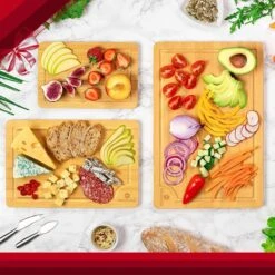 Rednas Bamboe Snijplank - Snijplanken Set - Borrelplank - Serveerplank - 3-delig - Hygiënisch En Duurzaam -Keukengerei Verkoop 1200x1200 995