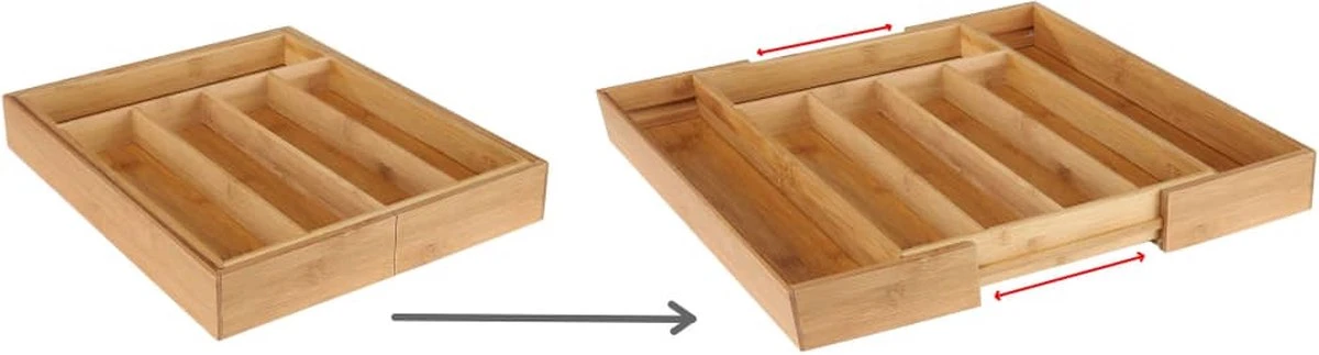 HI Bestekbak Uitschuifbaar Bamboe 1 HI Bestekbak Uitschuifbaar Bamboe