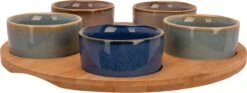 Cosy & Trendy Serveerplank Bamboe Dia 25 Cm Met 5x Luxe Hapjes/saus/tapas Schaaltjes