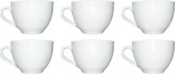 Merkloos Koffie Kopjes – Koffiekopjes – Koffiemokken – Cappuccino – Set Van 6 – Porselein – 250 Ml – Wit -Keukengerei Verkoop 1200x511