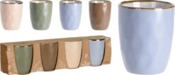 Excellent Houseware Set Van 4x Stuks Luxe Gekleurde Stoneware Bekers/koffiekopjes 280 Ml - Kopjes/koffiebekers -Keukengerei Verkoop 1200x521 2