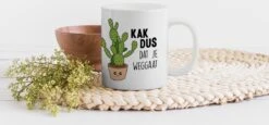 Mok - Koffiemok - Spreuken - Quote - 'Kak Dus Dat Je Weggaat' - Baan - Mokken - 350 ML - Beker - Koffiemokken - Theemok - Mok Met Tekst -Keukengerei Verkoop 1200x557