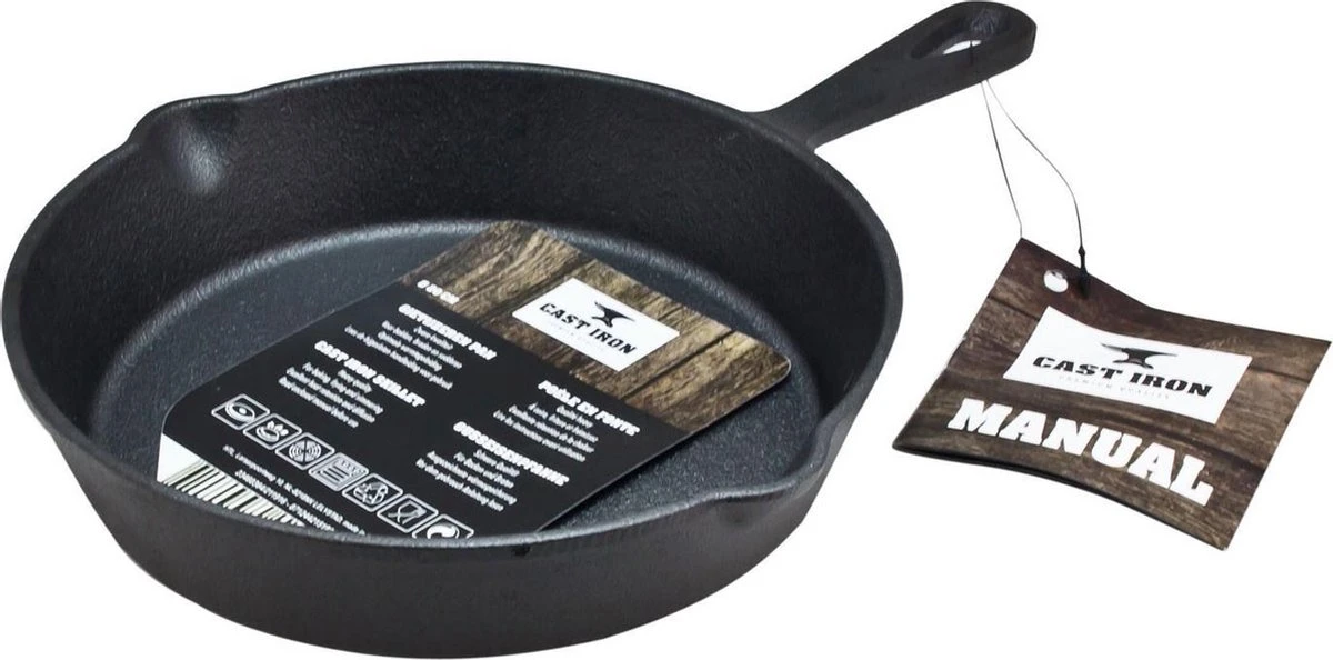 Cast Iron - Koekenpan - Barbecue Pan - BBQ - Gietijzer - 20x20cm - Zwart - Barbecue - Zomer - 1 Cast Iron - Koekenpan - Barbecue Pan - BBQ - Gietijzer - 20x20cm - Zwart - Barbecue - Zomer -