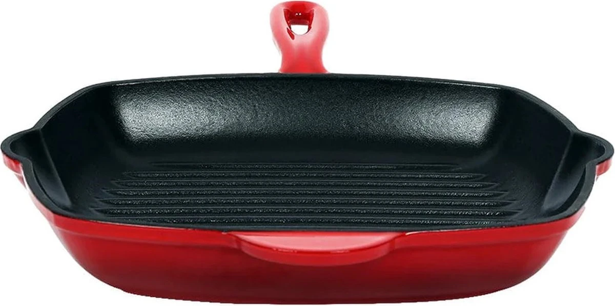 Cdealsz® Grillpan Gietijzer - Inductie - Rood - 28 Cm 3 Cdealsz® Grillpan Gietijzer - Inductie - Rood - 28 Cm - Afbeelding 3