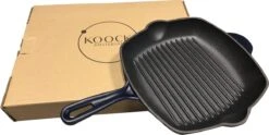 Koock Amsterdam® Grillpan - Geëmailleerd Gietijzer - Geschikt Voor Alle Warmtebronnen - Mat Blauw -Keukengerei Verkoop 1200x602 1