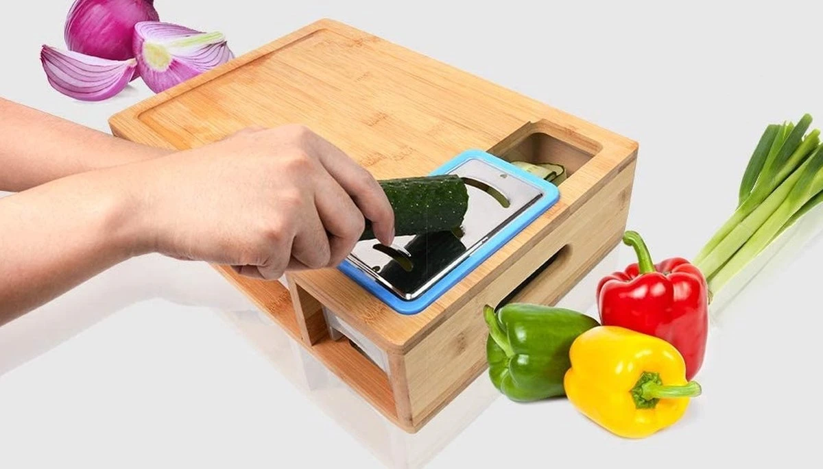 HUISSON Luxe Houten Snijplank XXL Met 5 Opvangbakken En 4 Raspen 50 X 27 X 10 Cm Groentesnijder Keukengerei Snijplank Hout BBQ 16 HUISSON Luxe Houten Snijplank XXL Met 5 Opvangbakken En 4 Raspen 50 X 27 X 10 Cm Groentesnijder Keukengerei Snijplank Hout BBQ - Afbeelding 16