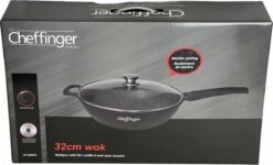 Cheffinger Wokpan Met Deksel - 32cm - Zwart - Pan - Keukenaccessoires -Keukengerei Verkoop 1200x730