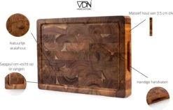 VDN Professionele Snijplank Acacia Hout Met Sapgeul En Handvatten – Hakblok 26x38x3.5 Cm -Keukengerei Verkoop 1200x770 4