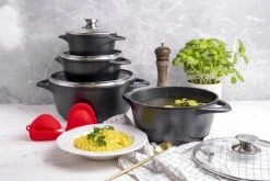 Smile - 8 Delige Pannenset - Antiaanbaklaag - Vaatwasser Bestendig - Geschikt Voor Iedere Kookplaat - MGK-18 - Zwart -Keukengerei Verkoop 1200x800 37