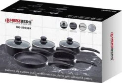 Herzberg HG-5003BK: 8 Pieces Marble Cookware Set - Black -Keukengerei Verkoop 1200x819