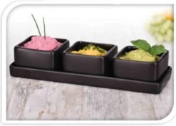 Excellent Houseware Amuse/tapas/saus Schaaltjes Met Serveerplankje - Aardewerk - Mat Zwart -Keukengerei Verkoop 1200x858 4