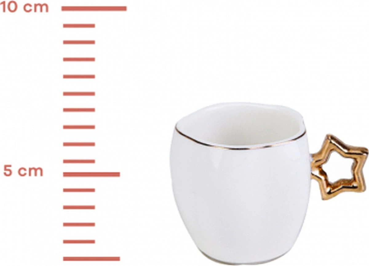 Karaca -Star- Set Van 6 Koffiekopset 80 Ml- Koffiekopjes Voor 6 Personen-Turkse Koffie-Moccakop-espressokop-12-delig, Witgoud, 6 Espressokopjes En 6 Schoteltjes, Mokkakopjes, Porselein, Koffieservies 3 Karaca -Star- Set Van 6 Koffiekopset 80 Ml- Koffiekopjes Voor 6 Personen-Turkse Koffie-Moccakop-espressokop-12-delig, Witgoud, 6 Espressokopjes En 6 Schoteltjes, Mokkakopjes, Porselein, Koffieservies - Afbeelding 3