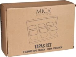 Mica Decorations - Luxe Tapas Set - 6 Zwarte Tapas Schaaltjes Op Houten Tapasplank - Servies - Borrelplank Olijfhout -Keukengerei Verkoop 1200x902 3