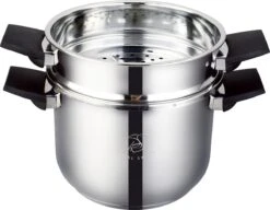 Royal Swiss Snelkookpan / Couscous Pan - 2 In 1 - 10 Liter - Ø 26 Cm - RVS - Inductie - Automatische Sluiting -Keukengerei Verkoop 1200x935