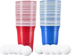 Merkloos Beerpong - 50 Stuk(s) Blue Cups & Red Cups Inc. 3 Ballen - Beerpong Drankspel - Plastic Bekers -Keukengerei Verkoop 1200x952 3