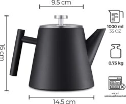 Silberthal - Theepot Met Filter - 1 L - RVS Dubbelwandig - Zwart - Cadeau -Keukengerei Verkoop 1200x986 3