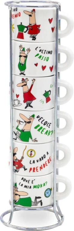Bialetti Impilabili Italia Espresso Kopjes In Rek 6 Stuks -Keukengerei Verkoop 385x1200