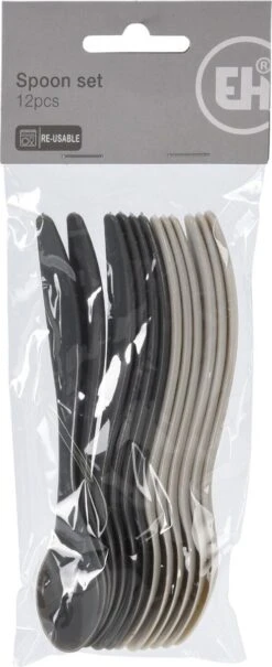 Excellent Houseware 12x Eierlepels Zwart/grijs Kunststof 14 Cm -Keukengerei Verkoop 490x1200 1