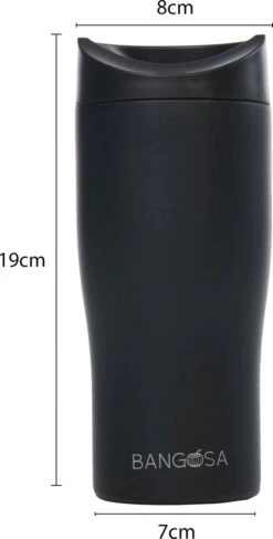 BanGosa® Koffiebeker To Go - Thermosbeker - Reisbeker - Travel Mug - RVS 400ml - Mat Zwart -Keukengerei Verkoop 609x1200 1