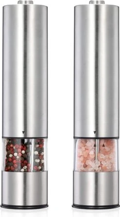 Elektrische Zout- En Pepermolen - Set 2 Stuks - RVS - Met LED-verlichting - Grofheid Verstelbaar