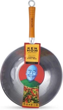 Ken Hom Classic Wok - Ø 32cm In Koolstofstaal En Houten Greep -Keukengerei Verkoop 690x1200