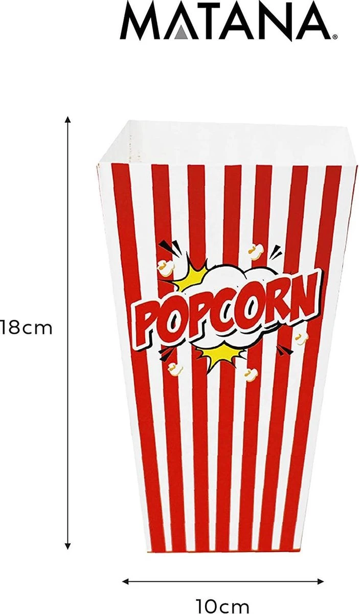 50 Duurzame Popcorn Bakjes (18x10cm) - Popcorn Zakjes Voor Filmavonden, Feestjes - Ook Geschickt Als Snoepbakje Of Feestzakje Voor Kinderen 6 50 Duurzame Popcorn Bakjes (18x10cm) - Popcorn Zakjes Voor Filmavonden, Feestjes - Ook Geschickt Als Snoepbakje Of Feestzakje Voor Kinderen - Afbeelding 6