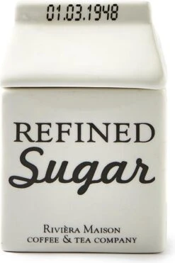Riviera Maison Suikerpot, Voorraadpot - Carton Jar Sugar – Wit - (LxBxH) 7.6x7.6x10 Cm -Keukengerei Verkoop 799x1200 16