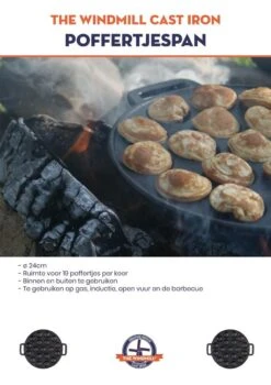 The Windmill Poffertjespan 30 Cm Gietijzer 2,3 Kg Zwart -Keukengerei Verkoop 847x1200